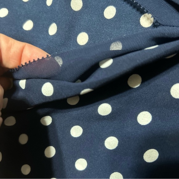 7th Avenue Dark Blue and White Polka Dot Blouse - Picture 2 of 12
